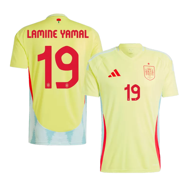 Maglia da trasferta della Spagna LAMINE YAMAL #19 UEFA Euro 2024 - Gialla